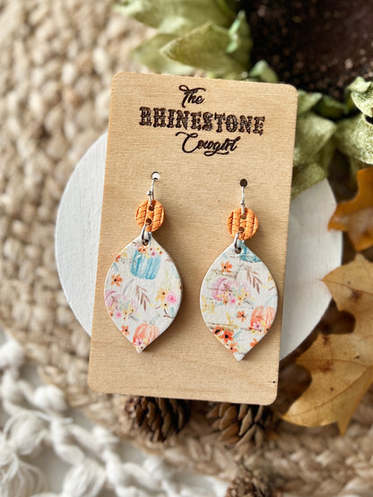 Warm Fall Floral Pointed Opal Drops