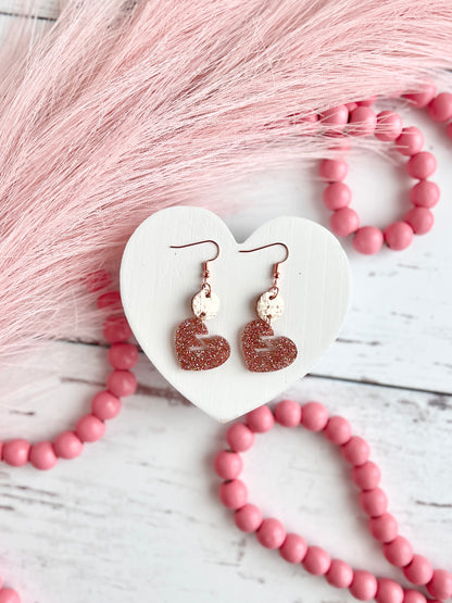 Pink and Rose Gold Glitter Acrylic Broken Hearts