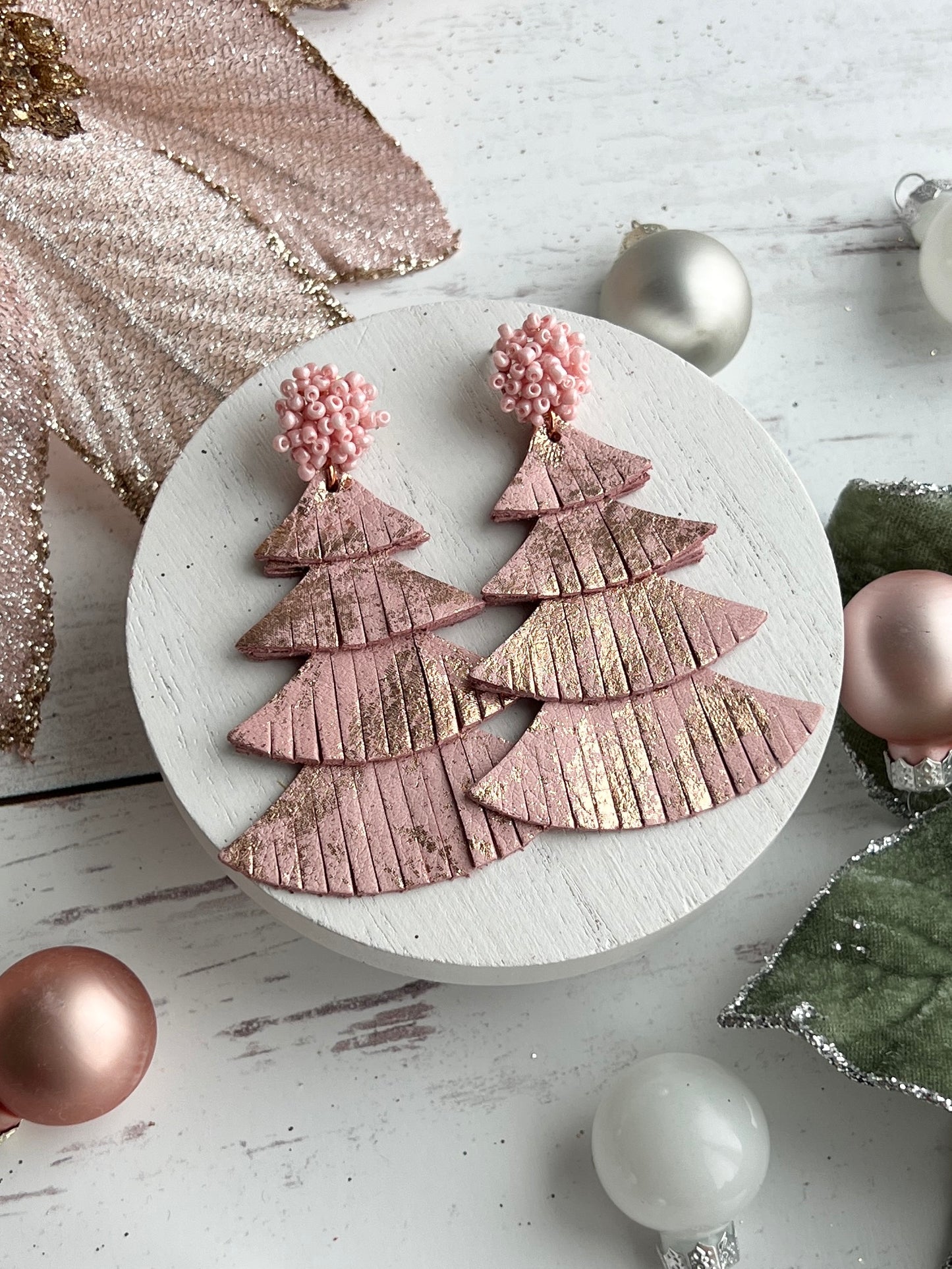 Rose Gold Splashed Pink Fringy Trees