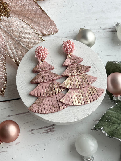 Rose Gold Splashed Pink Fringy Trees