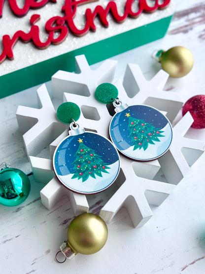 Wooden Christmas Earrings