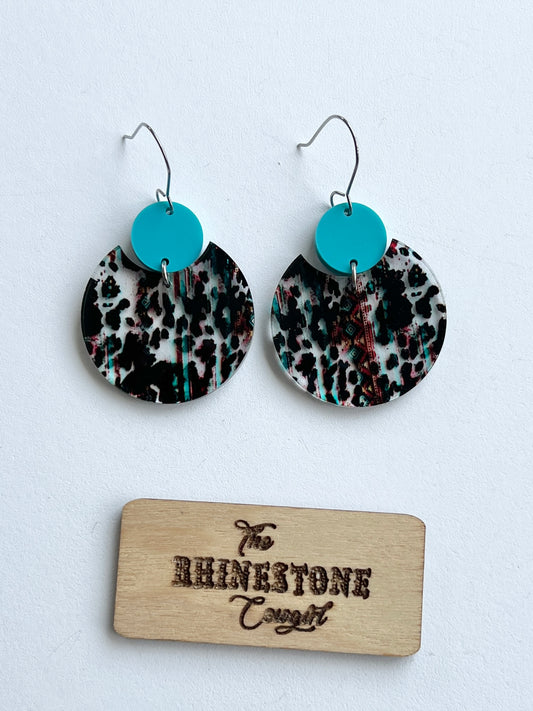 Eleanore notched circle-Turquoise Southwest Leopard