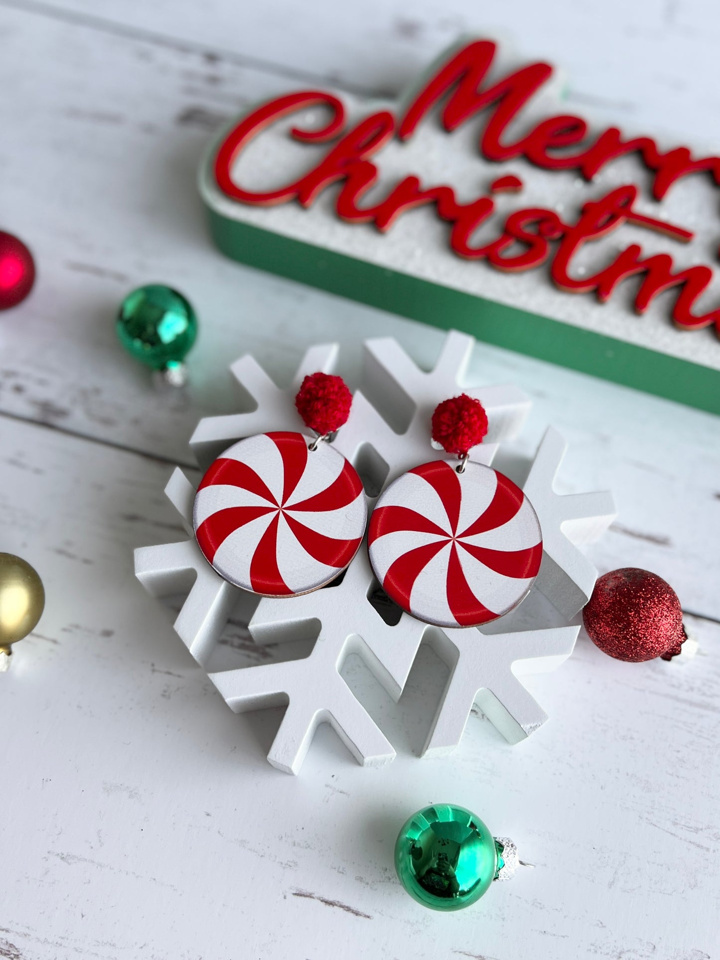 Wooden Christmas Earrings