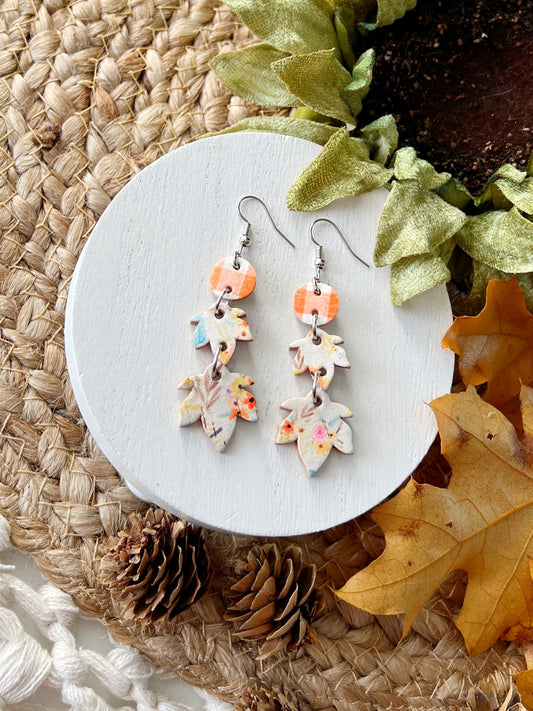 Gingham & Floral Falling Leaves