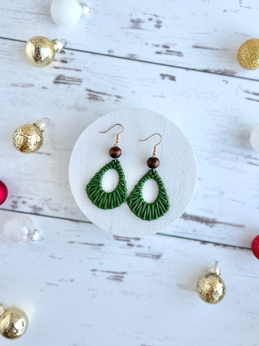 Green Woven Diamond Dangles