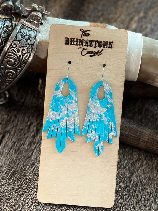 Silver Splashed Charley Fringe Earrings