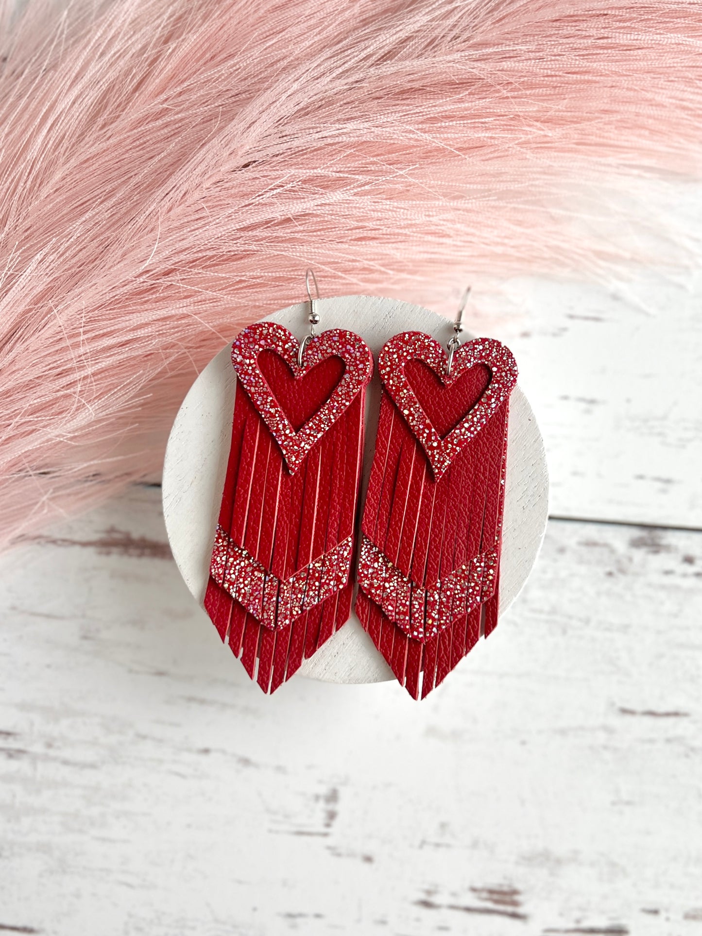 Red Sparkle Heart Fringe