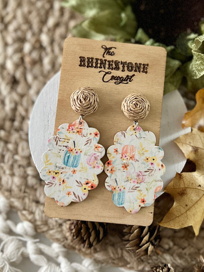 Warm Fall Floral Scalloped Ovals