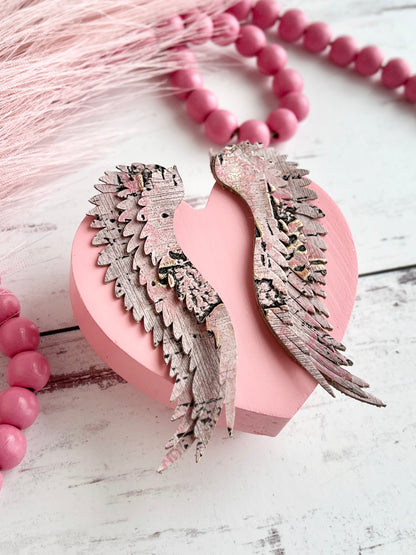 Pink Leopard Stacked Heart Dangles