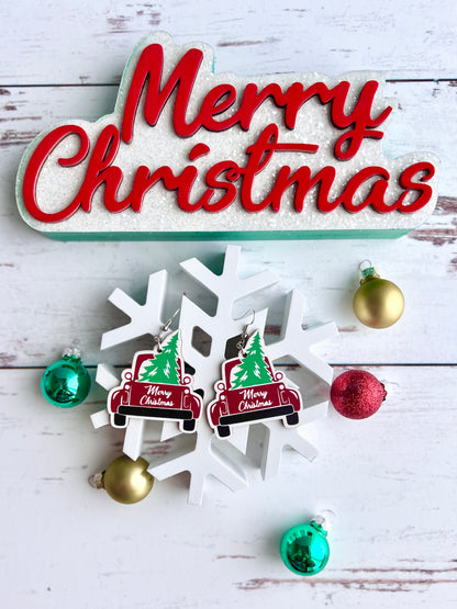 Wooden Christmas Earrings