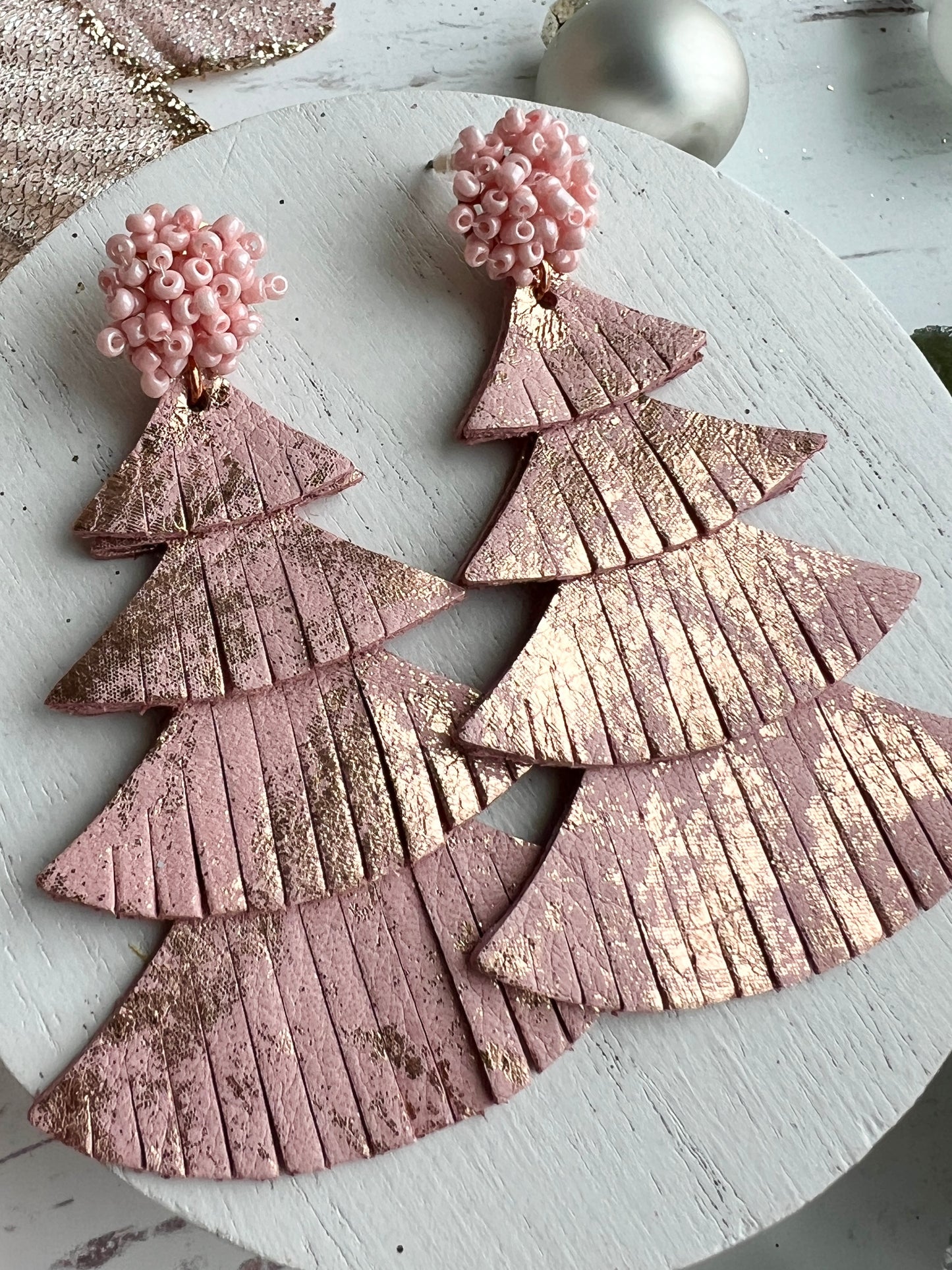 Rose Gold Splashed Pink Fringy Trees