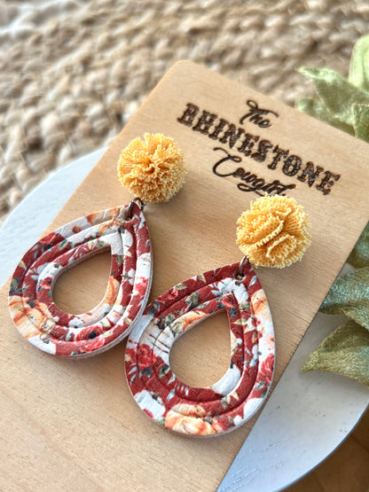 Burgandy Floral Pumpkin Teardrops