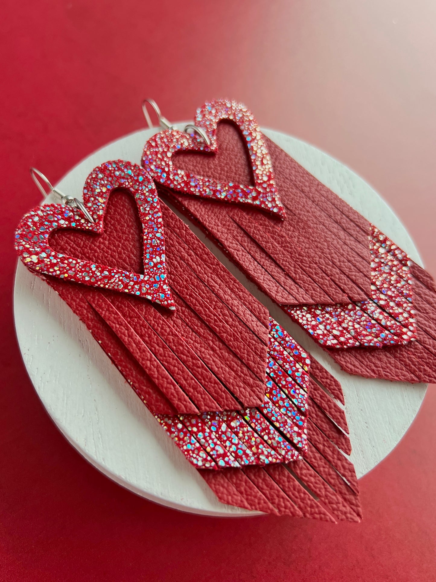 Red Sparkle Heart Fringe