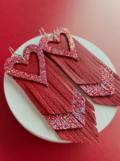 Red Sparkle Heart Fringe