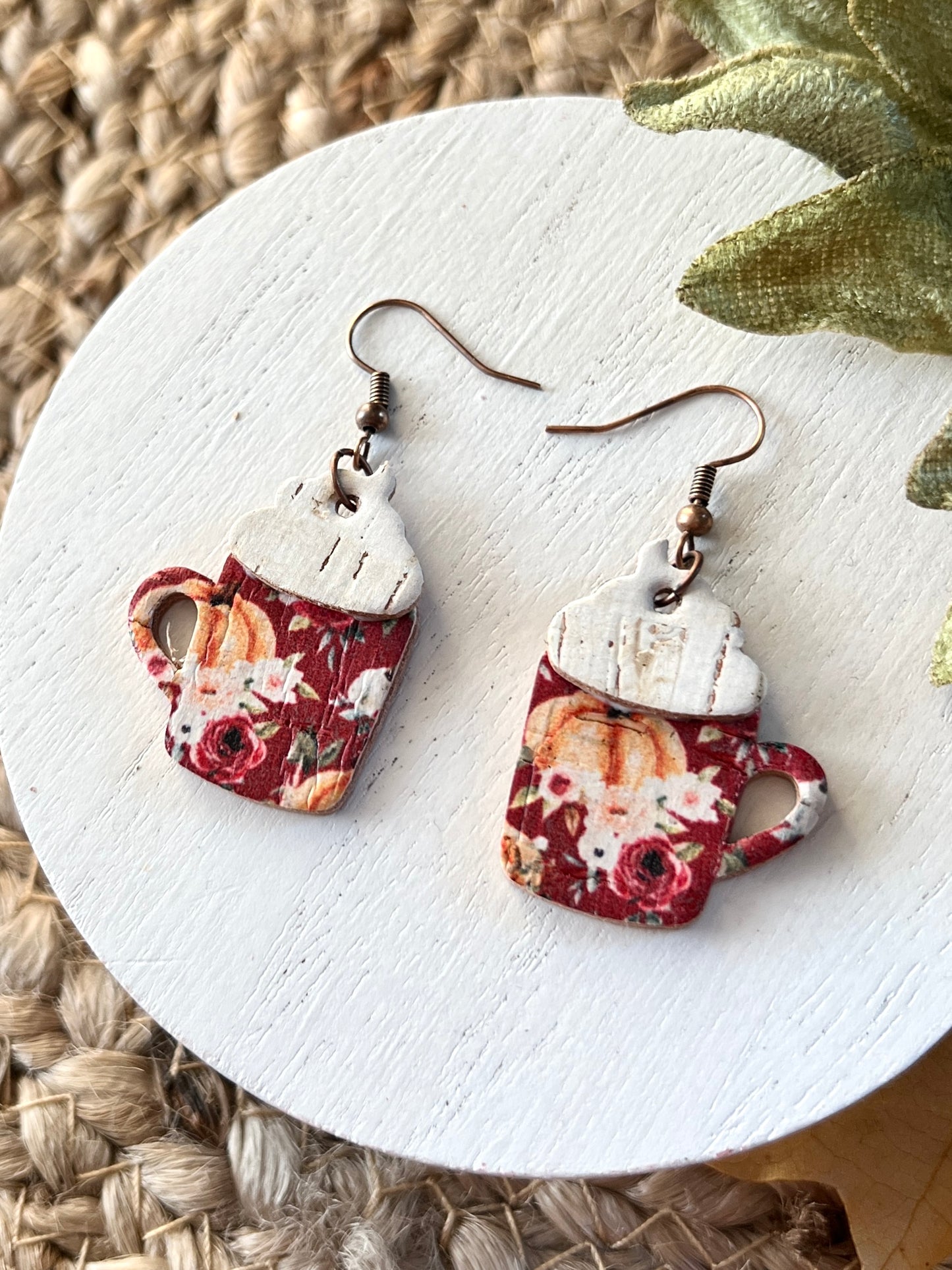 Burgandy Floral Pumpkin Mugs