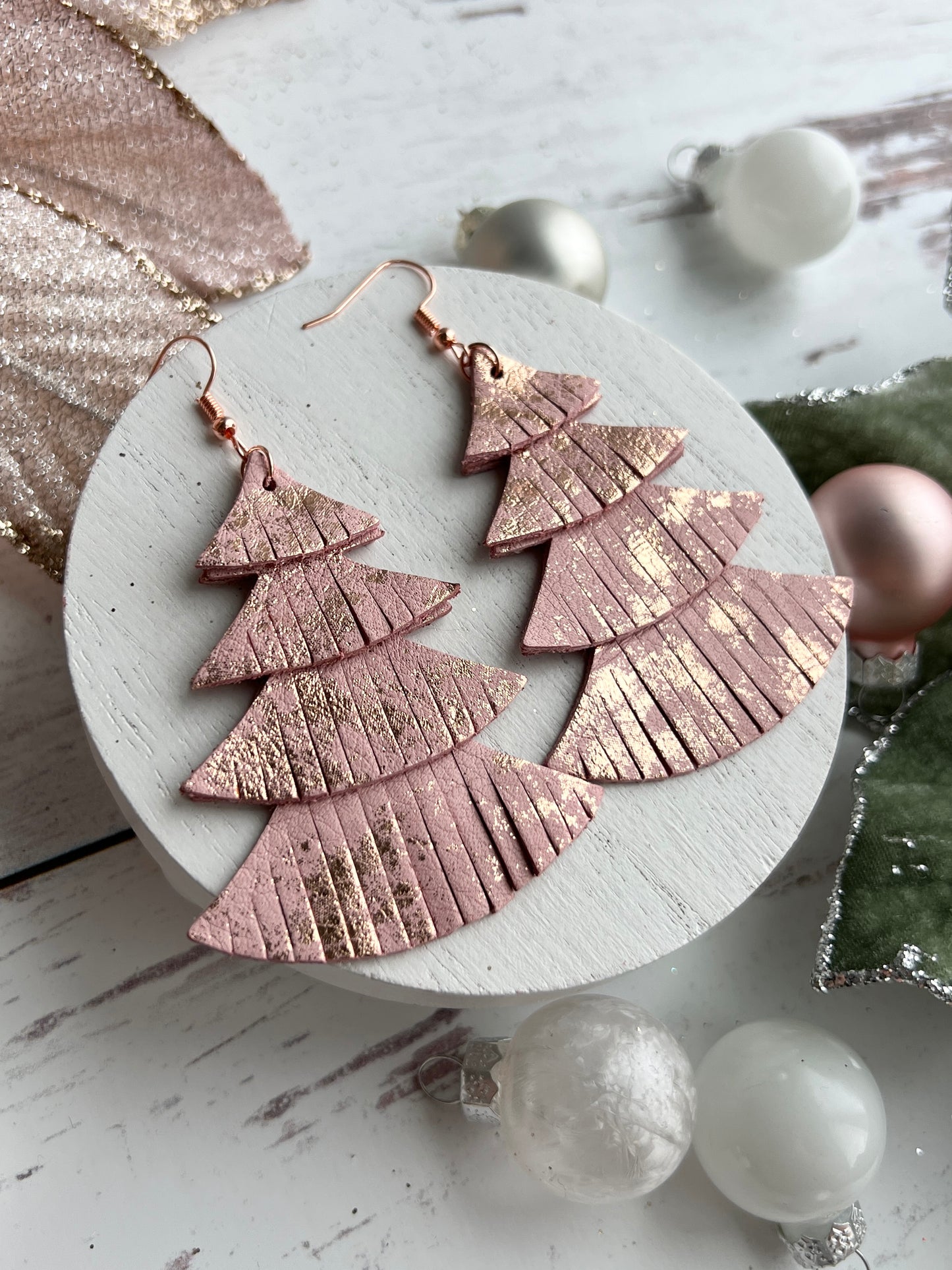 Rose Gold Splashed Pink Fringy Trees