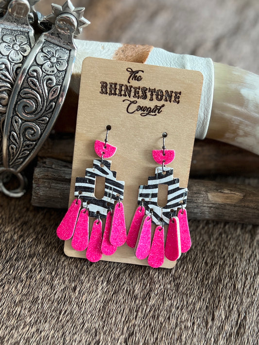 Neon Pink Zebra Española Chandeliers