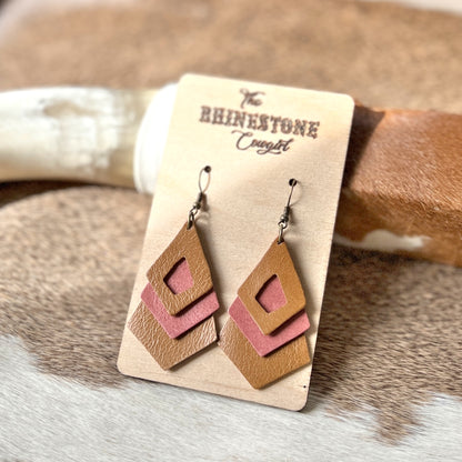 Warm Pink/Whiskey Layered Diamond Drops