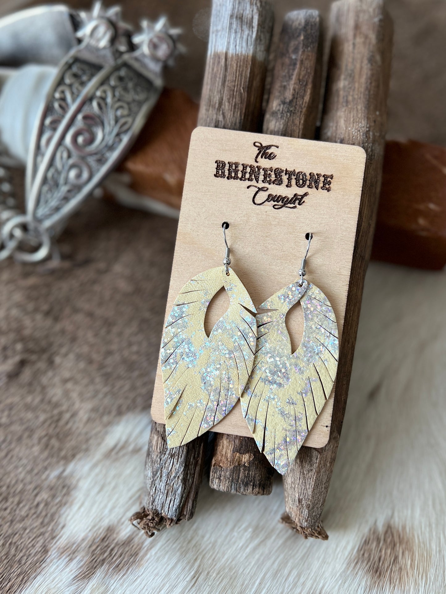 Pale Yellow with holographic splash Arabella Feathers