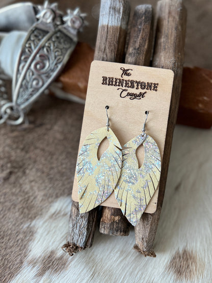 Pale Yellow with holographic splash Arabella Feathers