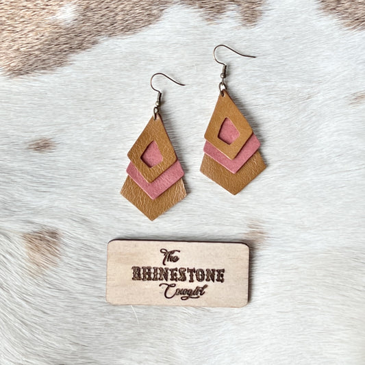 Warm Pink/Whiskey Layered Diamond Drops