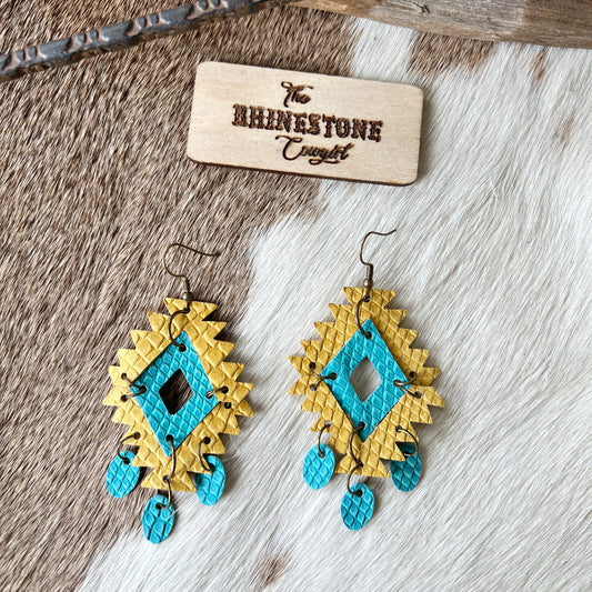 Yellow and Turquoise Mescalero Chandeliers
