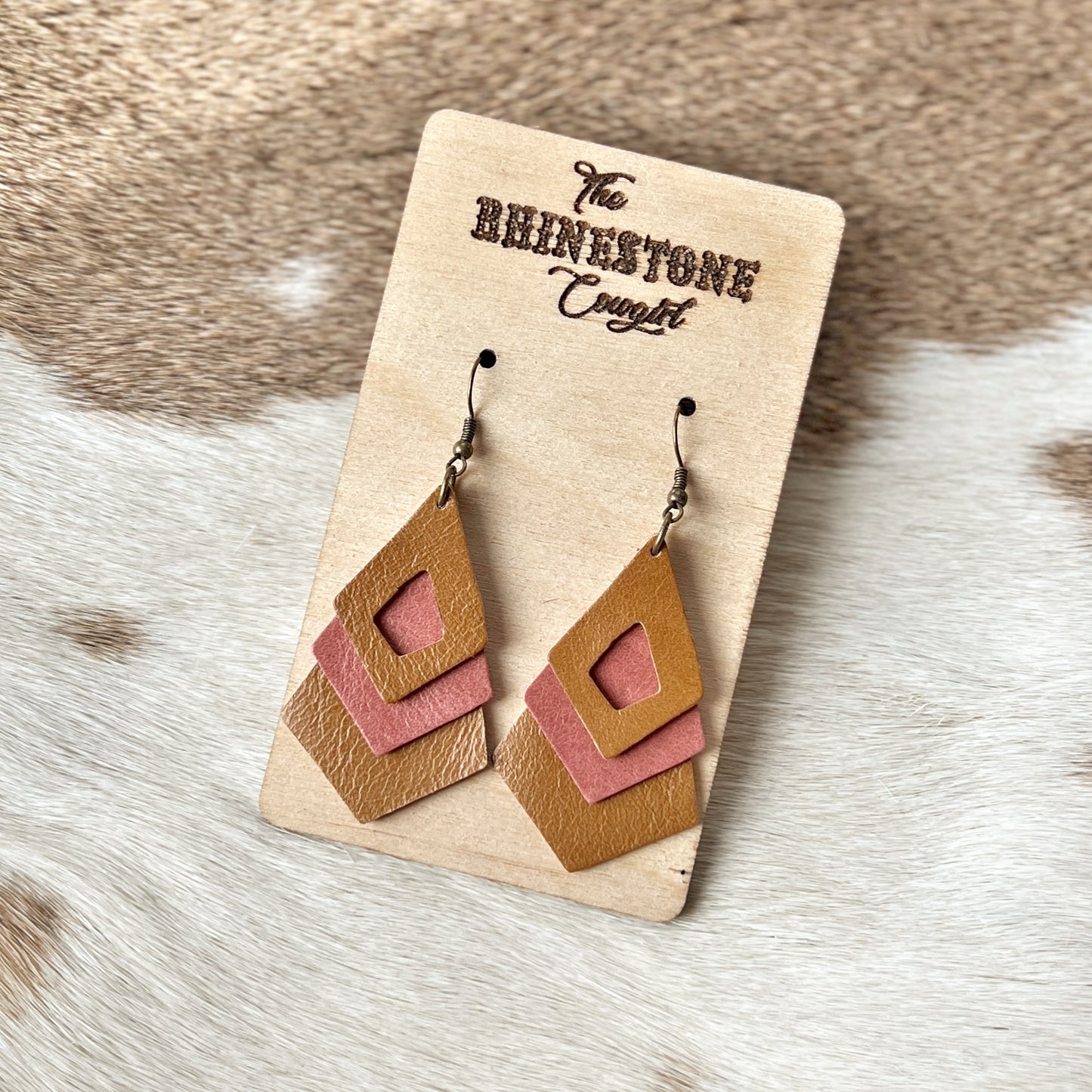 Warm Pink/Whiskey Layered Diamond Drops
