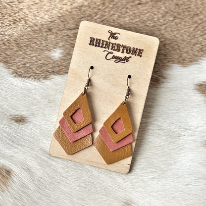 Warm Pink/Whiskey Layered Diamond Drops