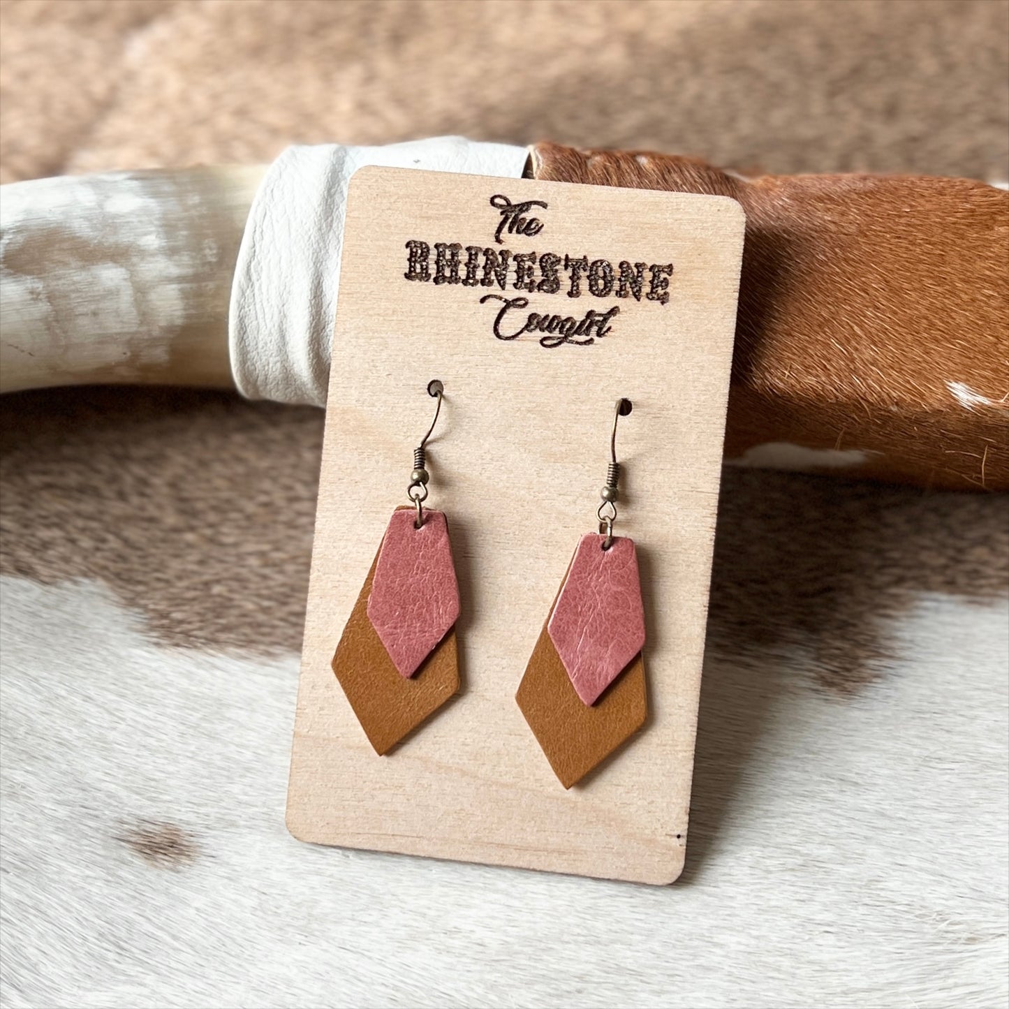 Warm Pink/Whiskey Dainty Diamond Drops