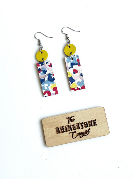 Bold Floral Boho Bar Dangles
