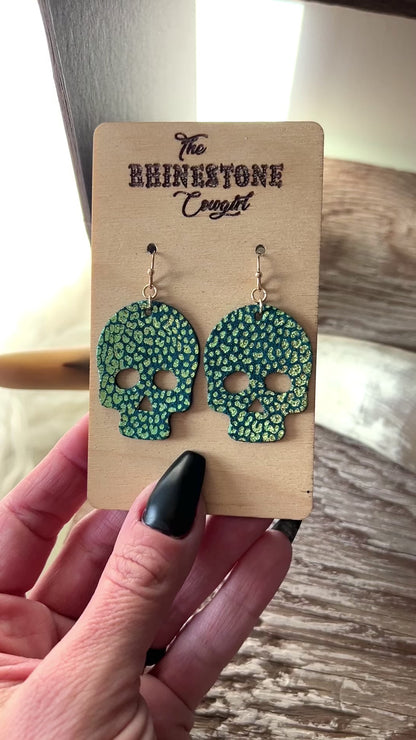 Chameleon Metallic Baby Cheetah on Teal Suede Skulls