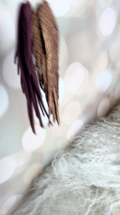 Gold-flecked Deep Burgandy Suede XL Mustang Sally Feathers