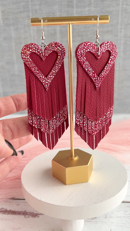 Red Sparkle Heart Fringe