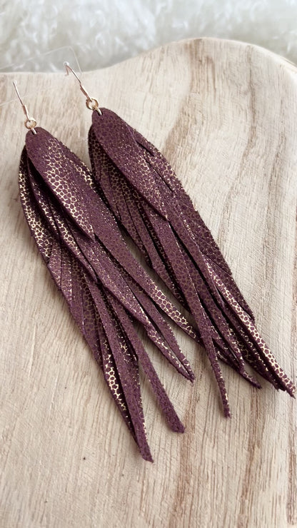 Gold-flecked Deep Burgandy Suede XL Mustang Sally Feathers