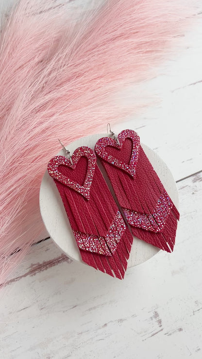 Red Sparkle Heart Fringe