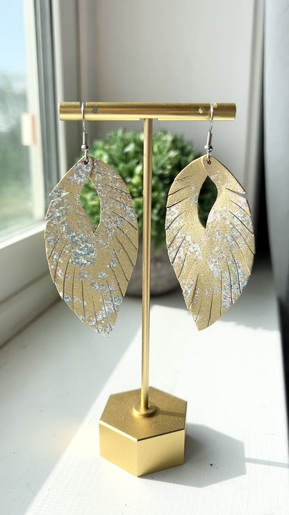 Pale Yellow with holographic splash Arabella Feathers