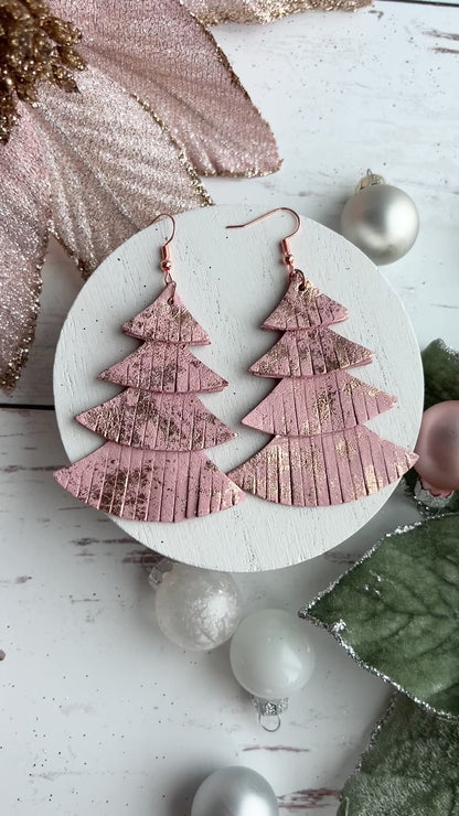 Rose Gold Splashed Pink Fringy Trees
