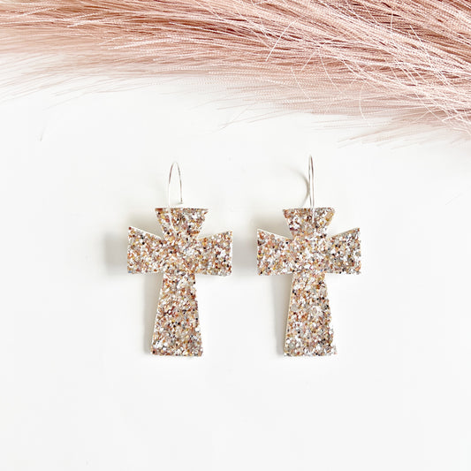 Silver/Gold Chunky Glitter Reversible Baptista Cross