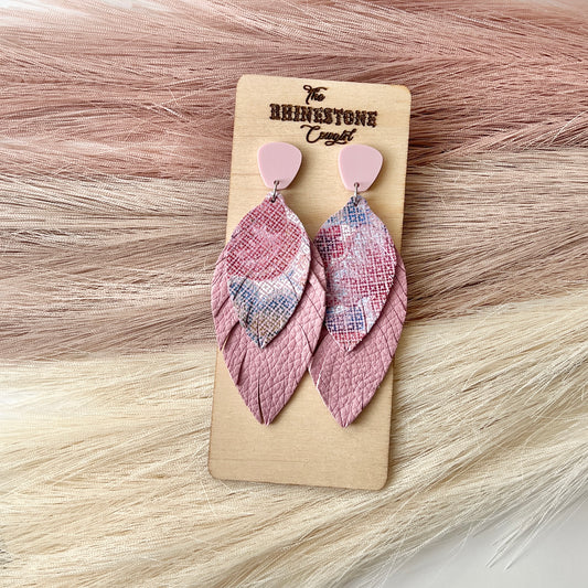 French Mauve Floral Shyanne Feathers